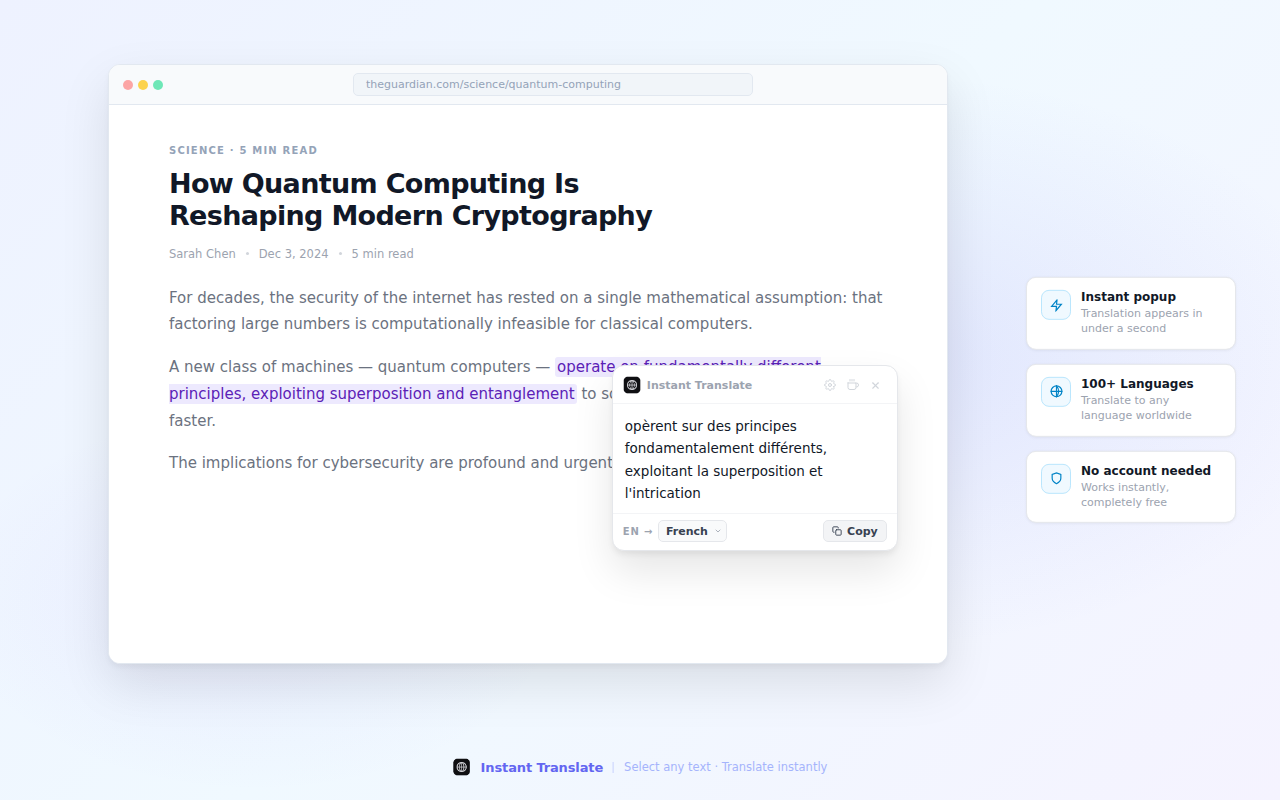 Instant Translate screenshot 1 - Translation in action